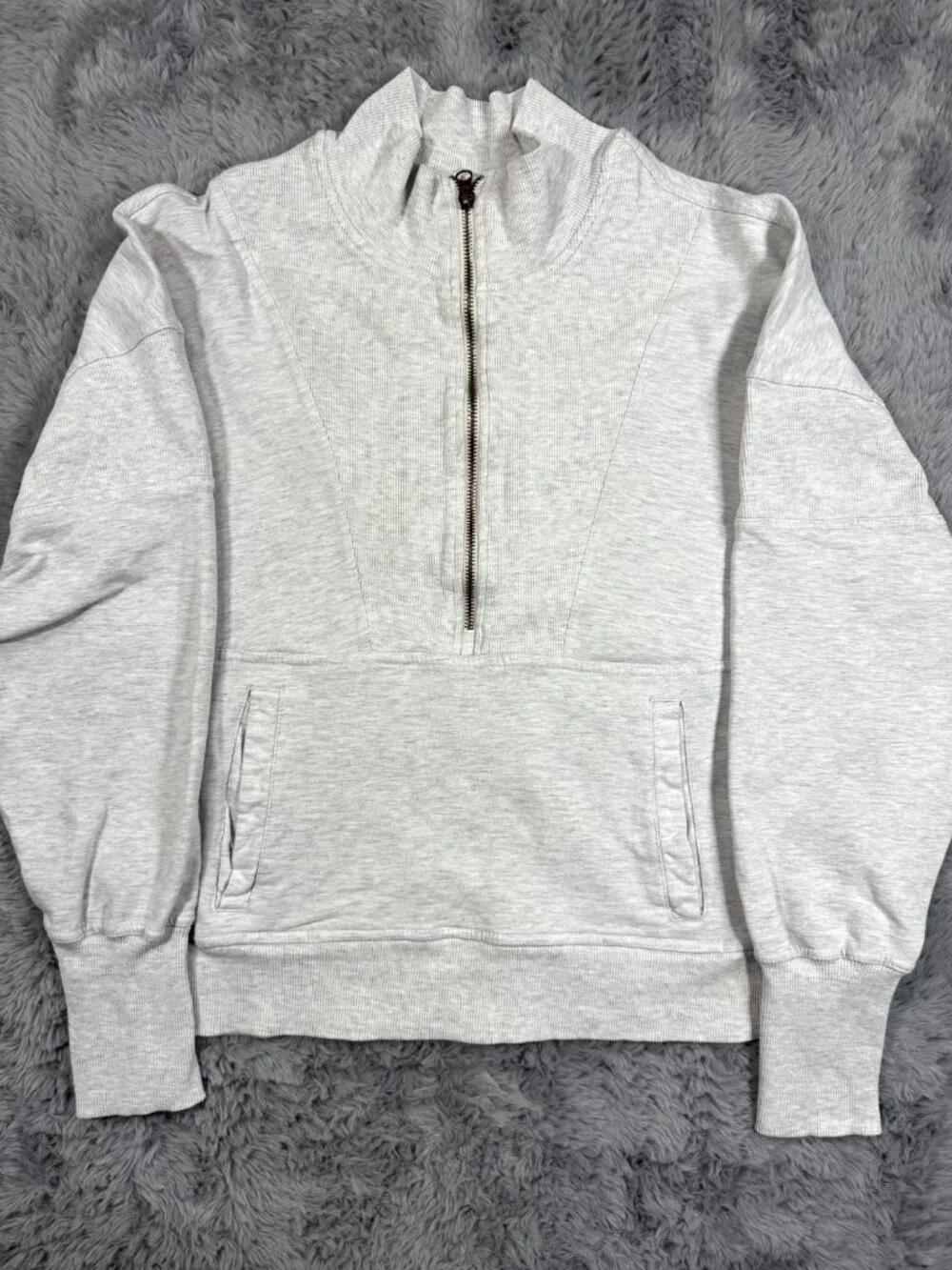 Free People Movement Sweatshirt Women's M Gray Cotton Performance Zip Workout